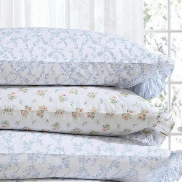 Laura Ashley ~ Twin XL ~ Roseford Ruffled Hem ~ 3 Pc. Sheet Set
